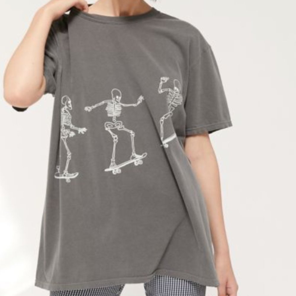 Urban Outfitters Grey Project Social T Skeleton Skateboard Shirt